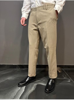 Pantalone no stiro con microfantasia