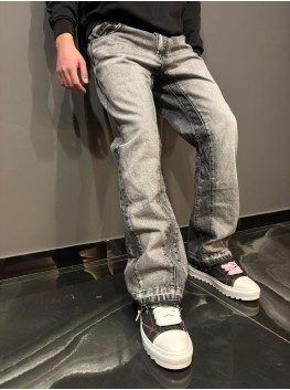 Jeans flare double patch grey