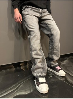 Jeans flare double patch grey