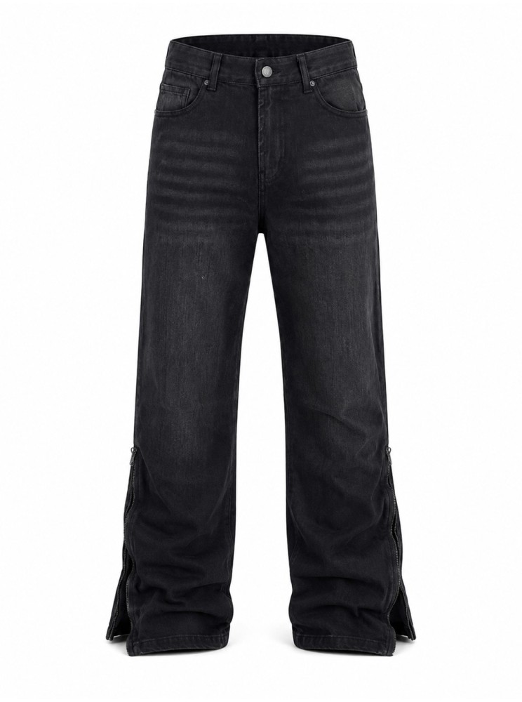 Jeans flare zip black